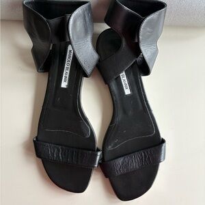 Manolo Blahnik Black Minimalist Sandals